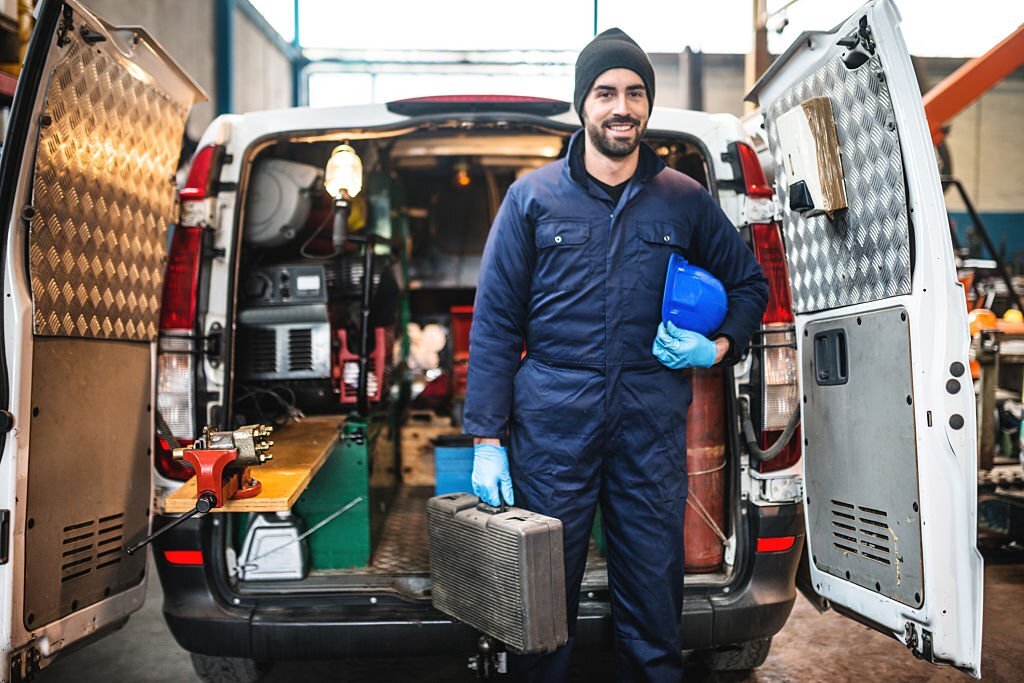 mechanic technician on a garage mechanic technician on a garage